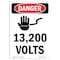Signmission Safety Sign, OSHA Danger, 10" Height, 13 200 Volts, Portrait OS-DS-D-710-V-1006 - alternate 1